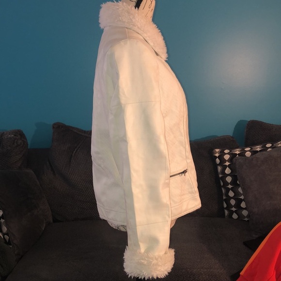 BKE Fur Lined Faux Leather Moto Jacket, Large - Picture 5 of 13